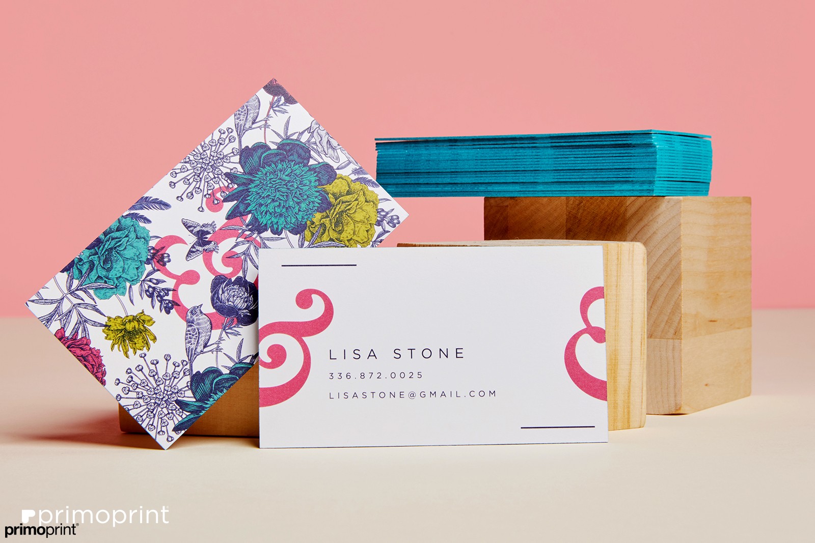 32pt Business Cards with Teal Painted Edge 