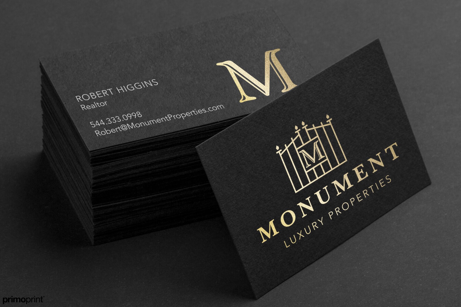 32pt Business Card with Black Painted Edge & Gold Stamped Foil