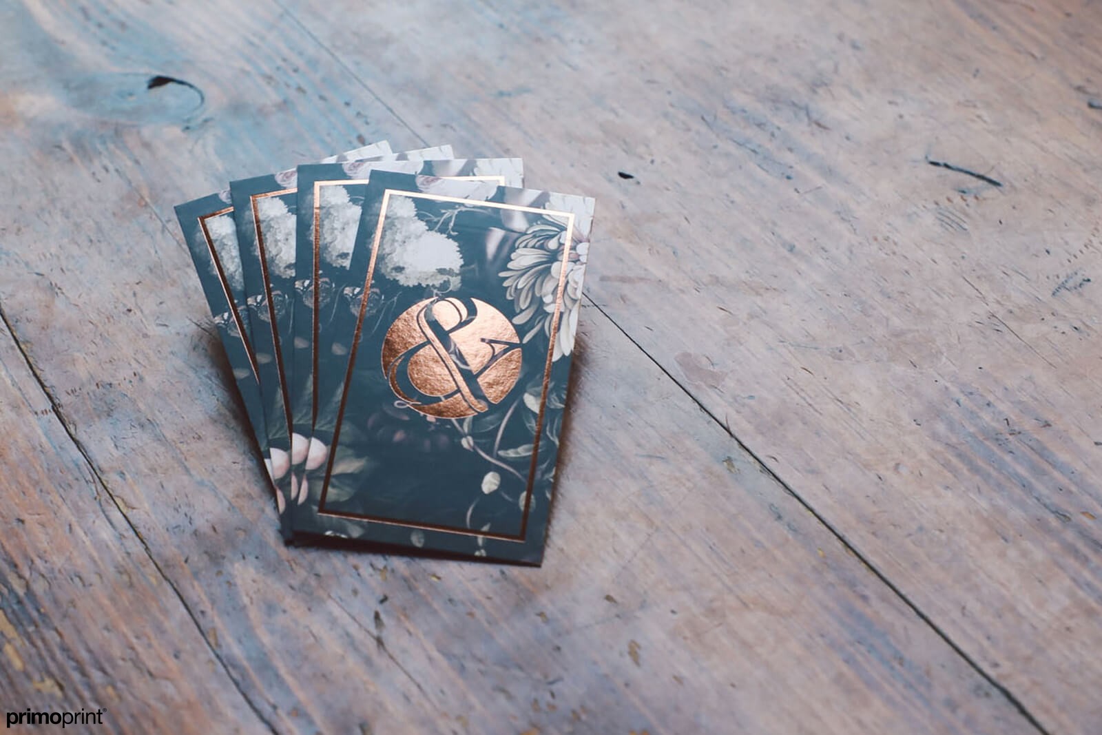 19pt Silk Business Card with Copper Stamped Foil 