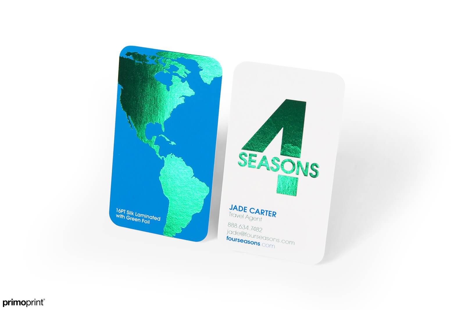 19pt Silk Business Card with Green Stamped Foil