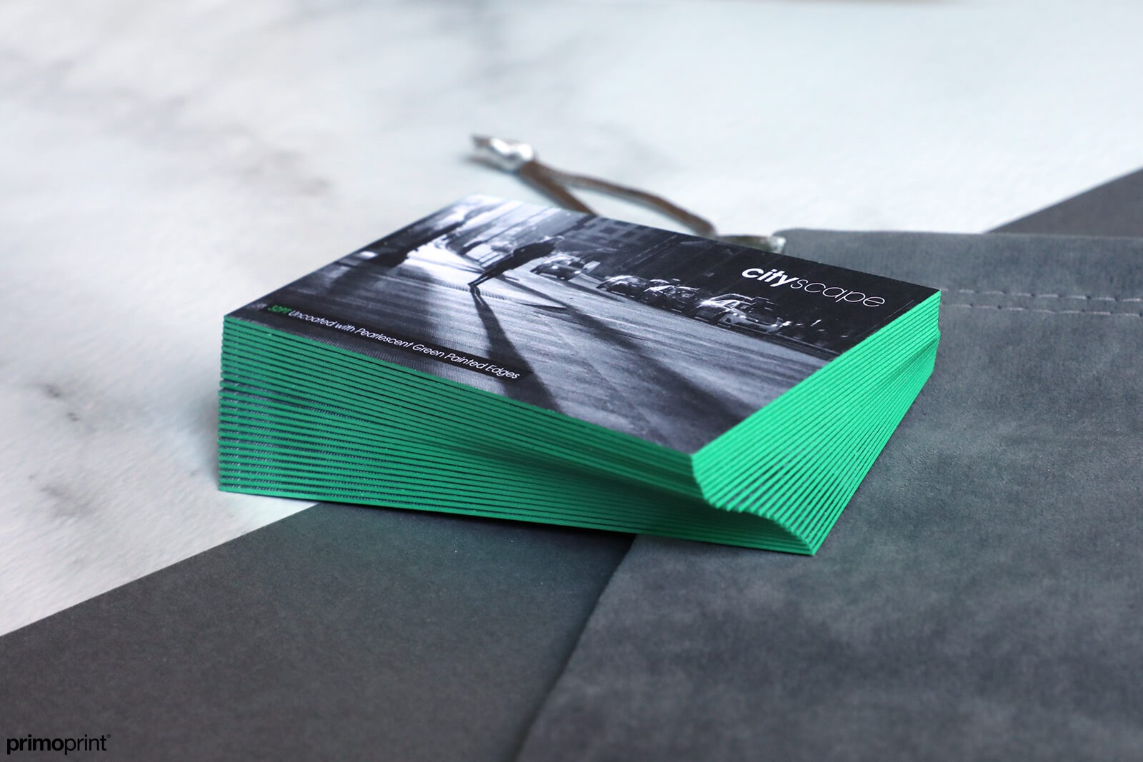 32pt Green Painted Edge Business Card