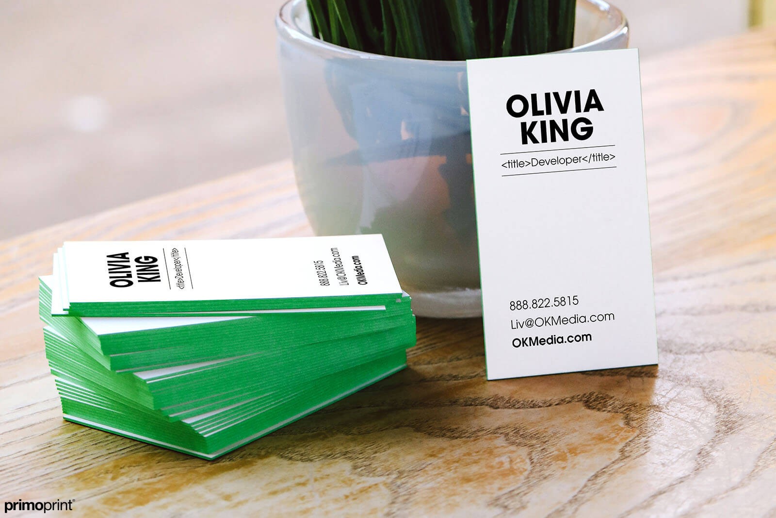 32pt Business Card with Green Painted Edge