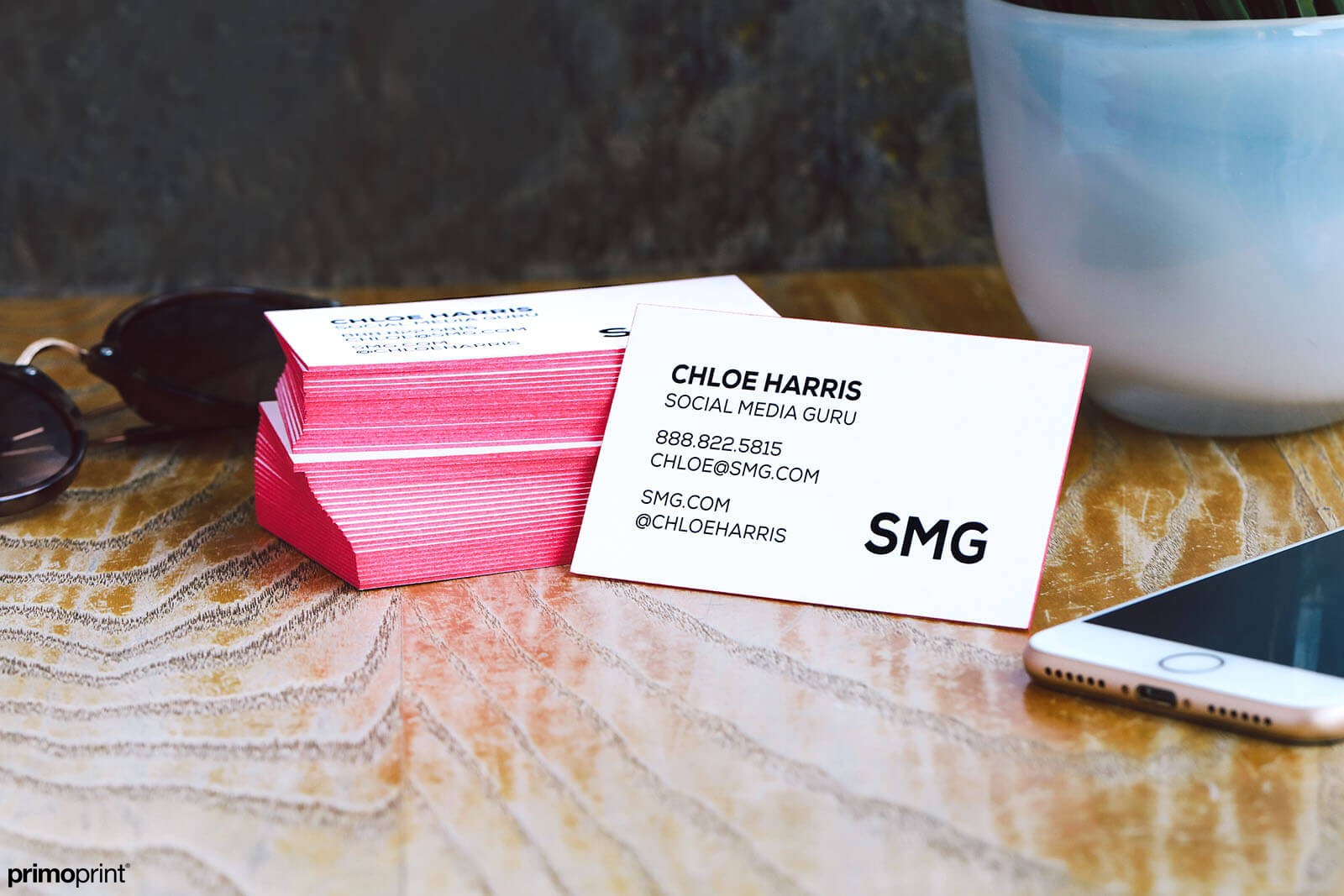 32pt Business Card with Pink Painted Edge