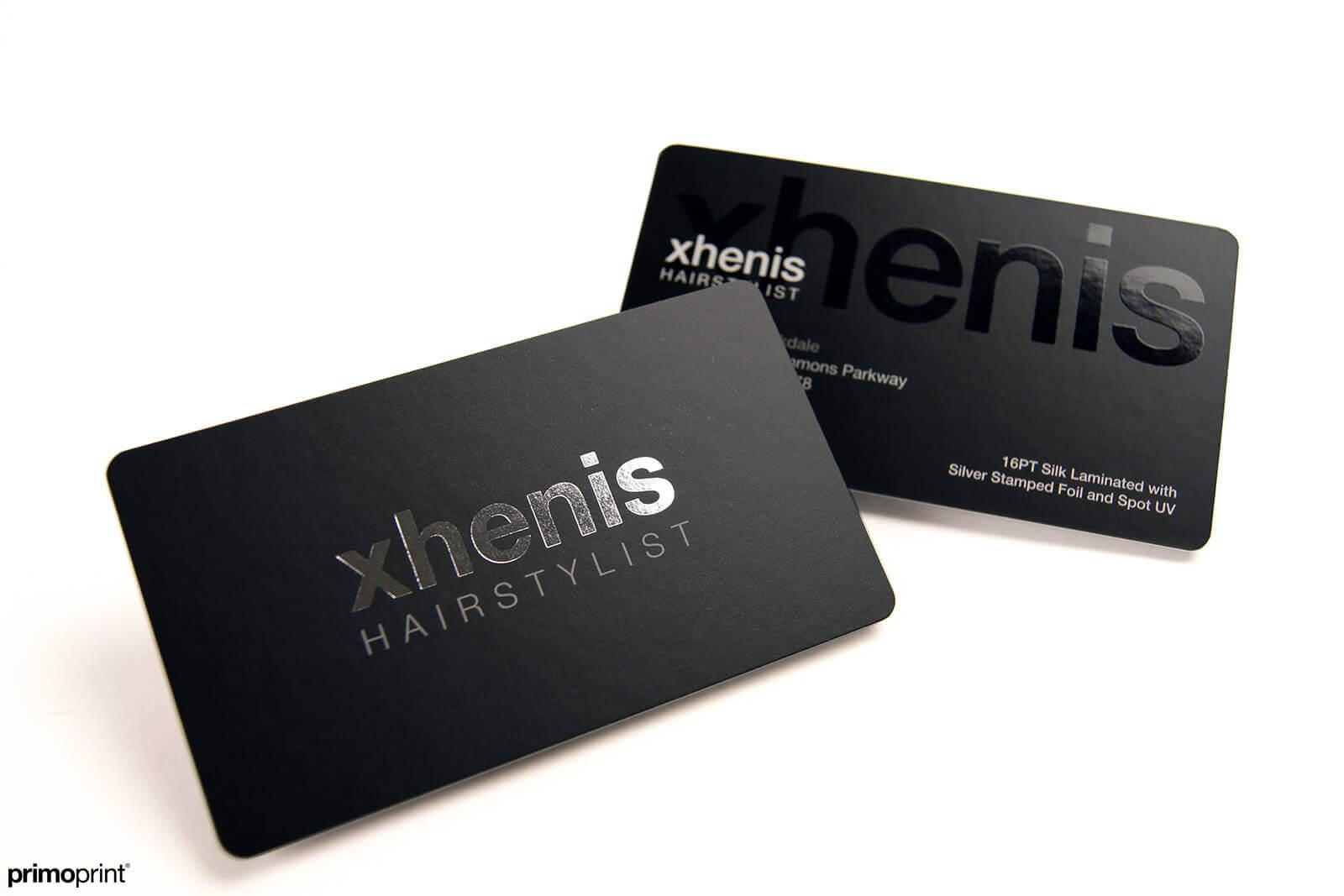 19pt Silk Business Card with Silver Stamped Foil & Spot UV